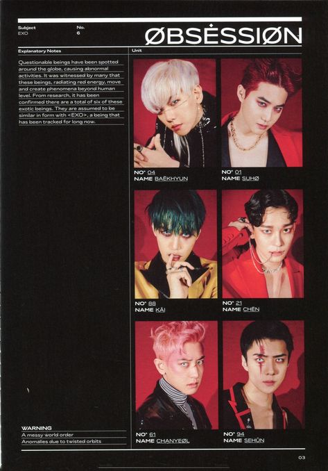 EXO - OBSESSION X-EXO VER ALBUM SCAN Exo Poster, Exo Obsession, Red Energy, Exo Album, Exo Lockscreen, Kpop Posters, Bts Aesthetic Pictures, Exo K, Kpop Wallpaper