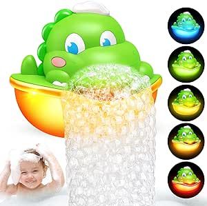 Diyfrety Baby Bath Toys,Light-Up Dinosaur Bath Bubble Machine Automatic Bubble Maker with Cool Light Bathtub Toys for Toddlers Birthday Gift Bath Toys for Kids Ages 1-3, Green Bath Toys For Toddlers, Toddler Birthday Gifts, Toddler Bath, Bathtub Toys, Bubble Maker, Toys For Toddlers, Baby Bath Toys, Bubble Machine, Easter Birthday