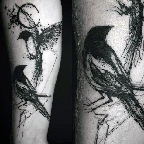 Magpie Tattoo Design Ideas For Men Magpie Tattoo, Gargoyle Tattoo, Vogel Tattoo, Unusual Tattoo, Country Tattoos, Kunst Tattoos, Tattoo Zeichnungen, Lip Tattoos, Ink Ideas