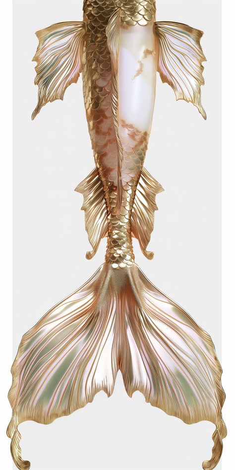 Mermaid Tail Aesthetic, White Mermaid Tail, Siren Energy, Types Of Mermaids, Gold Mermaid Tail, Tail Designs, Golden Mermaid, Murmuration Art, Material Exploration