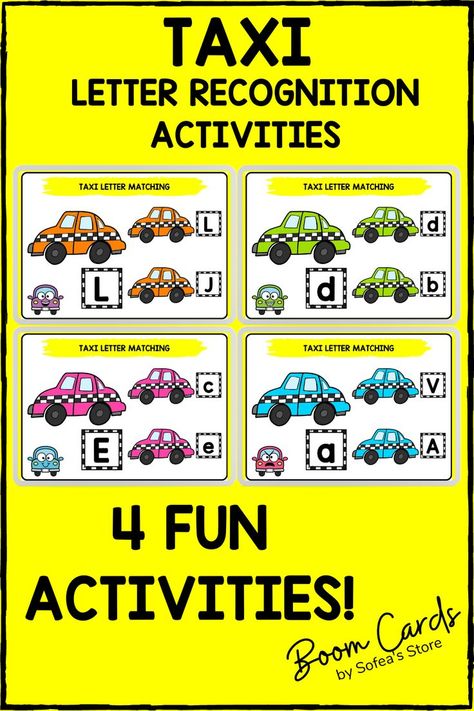 Math For Preschool, Letter Recognition Activities, Transportation Preschool, Fine Motor Skills Activities, Motor Skills Activities, Letter Matching, Counting Activities, Skills Activities, Boom Cards