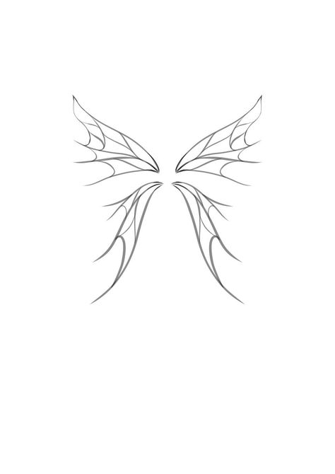 fairy Wings Plantilla Fairy Wings Back Tattoo Stencil, Faerie Wings Drawing, Fairy Wings Neck Tattoo, Fairy Wings Cartoon, Simple Fairy Wings Tattoo, Fairy Wings Tattoo Stencil, Pixie Wings Back Tattoo, Gothic Fairy Wings Tattoo, How To Draw Fairy Wings