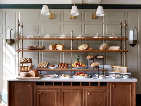 Inside Martin Brudnizki's latest project | Livingetc | Waiter Station, Host Station, Hotel Breakfast Buffet, Restaurant Station, Hotel Buffet, Colonial Kitchen, Private Lounge, Hotel Breakfast, Buffet Restaurant