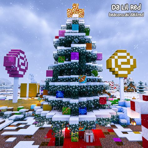 Merry Christmas everyone❄️ I hope you're have a wonderful holiday season! I'm building a cozy Christmas series on YouTube & I love how our Christmas Town Square & Present Portal build turned out ❄️⁠⁠ ⁠ #dalilred #minecraft #dalilredminecraft #dalilredletsplay #minecraftbuilder #minecraftbuilds #minecrafter #cozyminecraft #dalilredcozy #letsplay #redswinterworld #redsworld #dalilredsworld #minecraftchristmasbuilds #minecraftchristmas #minecraftwinter #dalilredchristmas #dalilredwinter Winter Lodge Minecraft, North Pole Minecraft, Christmas Banners Minecraft, Minecraft Christmas Tree Tutorial, Minecraft Present Build, Minecraft Christmas Village Ideas, Christmas Decor Minecraft, Christmas Town Minecraft, Minecraft Ice Skating Rink