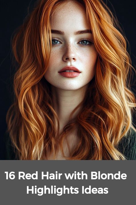 Red hair with blonde highlights offers a vibrant, bold contrast that adds dimension to any hairstyle. A balayage technique enhances the richness of the red tones, while blonde highlights around the face soften the overall look. This combination is especially flattering on short, curly hair, where the curls bring out the blend of colors. Adding bangs can accentuate facial features, giving the hairstyle a playful yet elegant feel, perfect for anyone seeking a unique and stylish appearance. Blonde Highlights Around The Face, Highlights Styles, Red Hair With Blonde, Soft Blonde Highlights, Blonde Highlights Ideas, Blonde Weave, Red Hair With Blonde Highlights, Hair With Blonde Highlights, Highlights Ideas