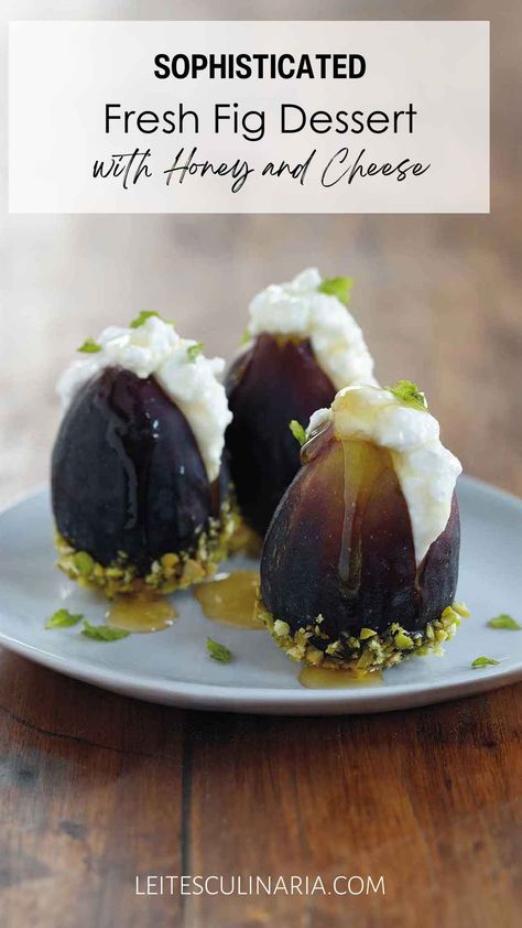 This simple fresh fig dessert features ripe figs with honey and ricotta filling. If you're looking for an easy dessert with figs, this is it! Ricotta And Honey, Sommer Mad, Fig Leaf, Fig Recipes, Fast Recipes, Fresh Figs, Easy Entertaining, Honey Recipes, Fruit Recipes