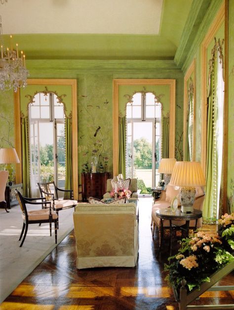 Fabulous Rooms – the Green Room at Winfield House – Frances Schultz Winfield House, French Room, Yellow French, House In London, Green Room, Honeymoons, French Doors Interior, Green Interiors, Green Rooms