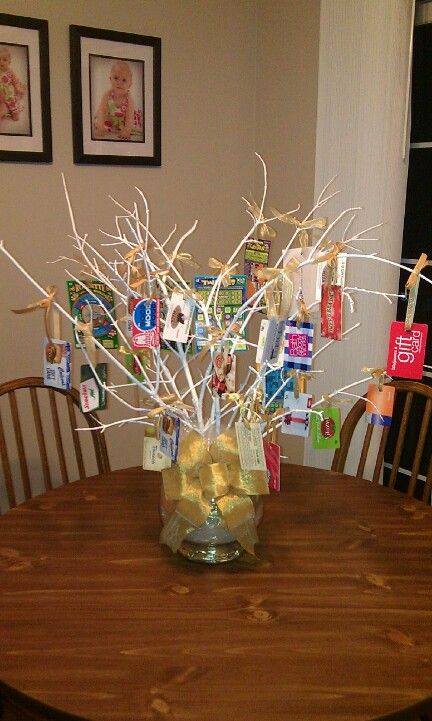 Gift Card Tree for Golden Anniversary Gift Card Display For Auction, Diy Gift Card Tree, Gift Card Tree Ideas Diy, Gift Card Tree Ideas, Bingo Ideas, Gift Card Tree, Gift Card Basket, Gift Card Bouquet, Gift Card Displays