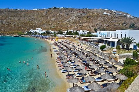 Psarou Beach, Mykonos - Photo of the Day - Round the World in 30 Days Mykonos Island Greece, Luxury Sailing Yachts, Mykonos Beaches, Greek Beauty, Greece Beach, Mykonos Town, Mykonos Island, Famous Beaches, Cyclades Islands