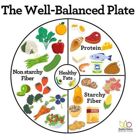 Sophie Burge Dolan MS, RDN | GI Nutrition Expert on Instagram: "It’s all about balance, friends! Try using this model when building your plate. Of course, we cannot eat this way all day everyday but it is a good rule of thumb for most of our meals! When we eat this way, we… 🍽️stay more full for longer 🍽️balance our blood sugar better 🍽️improve digestion 🍽️increase nutrient intake So, start by covering half of your plate with non-starchy vegetables &/or fruit. Next, split the other half with Nutrition For Dummies, Harvard Healthy Eating Plate, Food Plate Balance, Nutrient Balanced Meals, Eating A Balanced Diet, Eating Balanced Meals, Balance Meal Chart, Well Balanced Plate, Building A Healthy Plate