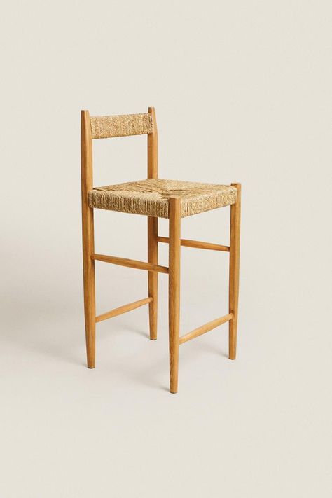 ASH BAR STOOL - Light beige | ZARA United States Wooden Counter, Kitchen Island With Seating, Farm Kitchen, Bench Stool, Counter Height Bar Stools, Kitchen Stools, Zara Home, Skorts, The Floor