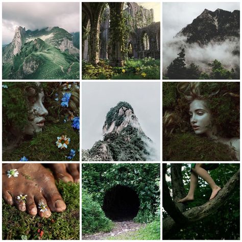 Earth aesthetic, mountains, forest, Mother Nature, Gaia, elements, Mood Board Earth Mood Board Aesthetic, Gaia Goddess Aesthetic, Nature Goddess Aesthetic, Forest Mood Board, Earth Element Aesthetic, Hypnosis Aesthetic, Garter Tops, Gaia Aesthetic, Primordial Gods