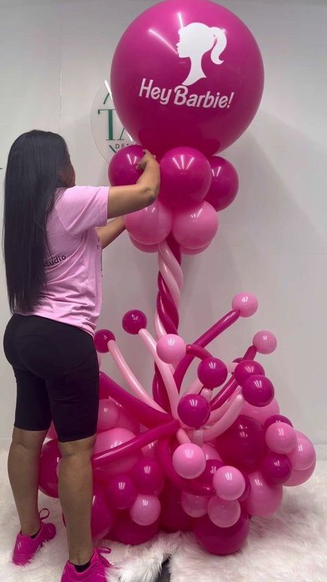 Tairi | Balloons Decor NYC on Reels | tairidesignstudio · Original audio Barbie Balloon Centerpiece, Barbie Balloon Decorations, Balloon Table Top Center Piece, Balloon Topiary, Balloon Cars, Barbie Theme, Balloon Centerpieces, Balloon Columns, Pink Balloons