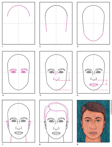 How to Draw a Face · Art Projects for Kids Portraits For Kids, Face Coloring, Easy Art Lessons, Self Portrait Drawing, Draw A Face, Face Tutorial, Self Portrait Art, Drawing Lessons For Kids, 6th Grade Art