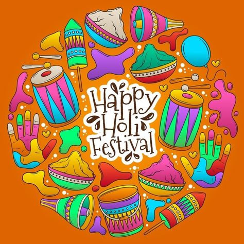 Holi festival illustration | Premium Vector #Freepik #vector #hand-drawn #india #drawing #color Holi Illustration, Holi Painting, Holi Drawing, India Drawing, Men Wedding Accessories, Festive Poster, Festival Illustration, Golden Retriever Art, Coral Draw