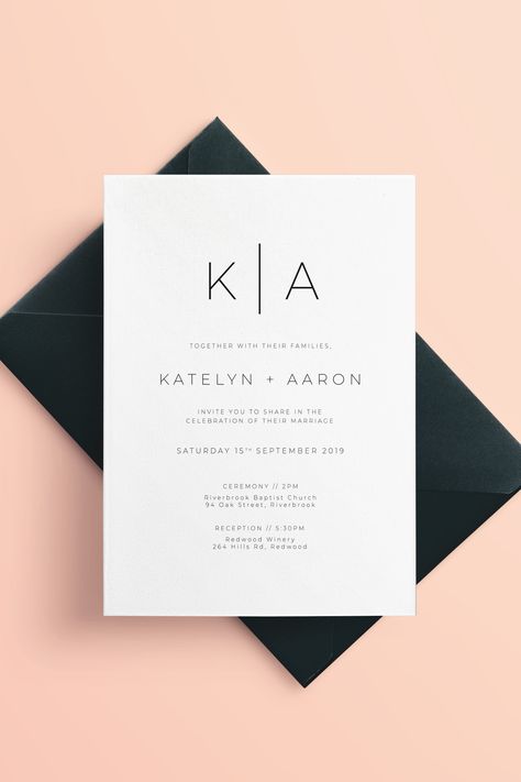 Minimalist Wedding Invitation Design, Minimalist Wedding Invitation Modern, Minimal Wedding Invitation, Minimalist Wedding Invitation, Modern Minimalist Wedding, Handmade Wedding Invitations, Invitations Diy, Carton Invitation, 카드 디자인