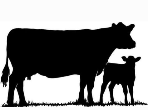 Cattle Silhouette, Cow Stencil, Yard Sign Ideas, Bull Drawing, Cow Silhouette, Farm Animal Prints, Farm Shirts, Cow And Calf, Farm Svg