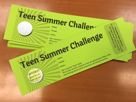 Jess has written about using Scratch Tickets  for Teen Summer Reading in the past (and her idea actually got picked up by School Library Jou... Passive Programs, Reading Incentives, Teen Library, Summer Reading Challenge, High School Library, Teen Programs, Library Events, Importance Of Education, Reading Club