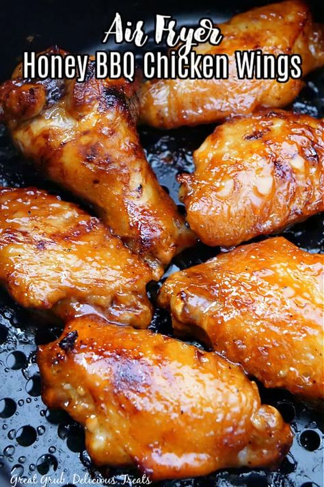 Air Fryer Honey BBQ Chicken Wings are crispy, delicious, juicy, and can be made in just a few minutes. How To Air Fry Frozen Chicken Wings, Air Fryer Wings From Frozen, Frozen Chicken Wings In Air Fryer, Frozen Wings In Air Fryer, Air Fryer Chicken Wings Frozen, Air Fryer Frozen Chicken Wings, Air Fryer Recipes Chicken Wings, Honey Bbq Chicken Wings, Honey Wings