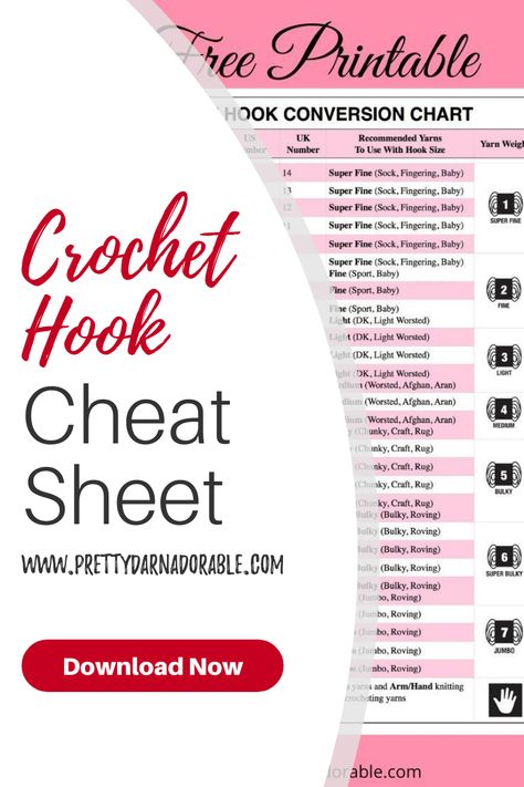 Do you get stuck converting crochet hooks and figureing out which size hook to use with which yarn?  This is crochet hook conversion chart is your answer.  Download it now and keep with your crochet kit and have the answers at your fingertips! #crochethooksizes #crochethooksizeschart #crochethookconversionchart #crochethooksizeschartcheatsheets #crochethooksizeschartyarns #crochethooksizeforyarn Crochet Hook Size Conversion Chart, Crochet Hook Sizes Chart Yarns, 12mm Crochet Hook Patterns, Crochet Hook Size Chart, Crochet Size Chart, Kirby Drawing, Crochet Hook Conversion Chart, Crochet Blanket Chart, Crochet Hook Sizes Chart