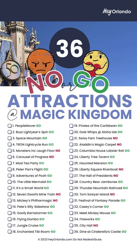 36 Things To Do at Magic Kingdom [PRINTABLE CHECKLIST] Disney World Attractions List, Magic Kingdom Attractions List, Disney Florida Planning, Magic Kingdom Hacks, Disney World Character Meet And Greet, Florida Disneyworld, Disney Orlando Florida, Disneyland Orlando, Magic Kingdom Orlando