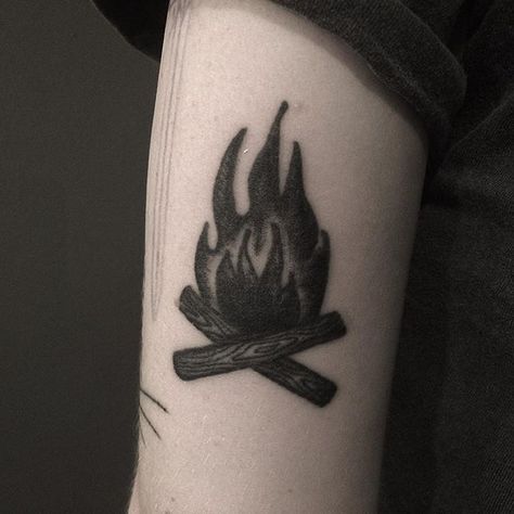 @Black Ball Crew - SP  ✍jengtattoo@gmail.com Fireplace Tattoo, Campfire Tattoo, Place Tattoo, Cage Tattoos, Belly Tattoos, Ribcage Tattoo, White Tattoo, Abstract Tattoo, Friend Tattoos