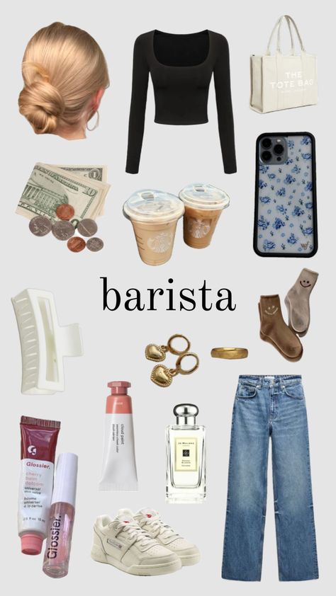 Starbucks Barista Outfit Ideas, Starbucks Employee Outfit Ideas, Starbucks Outfit Barista, Starbucks Employee Outfit, Cafe Barista Outfit, Starbucks Barista Outfit, Barista Outfit Aesthetic, Vanilla Clothes, Barista Aesthetic