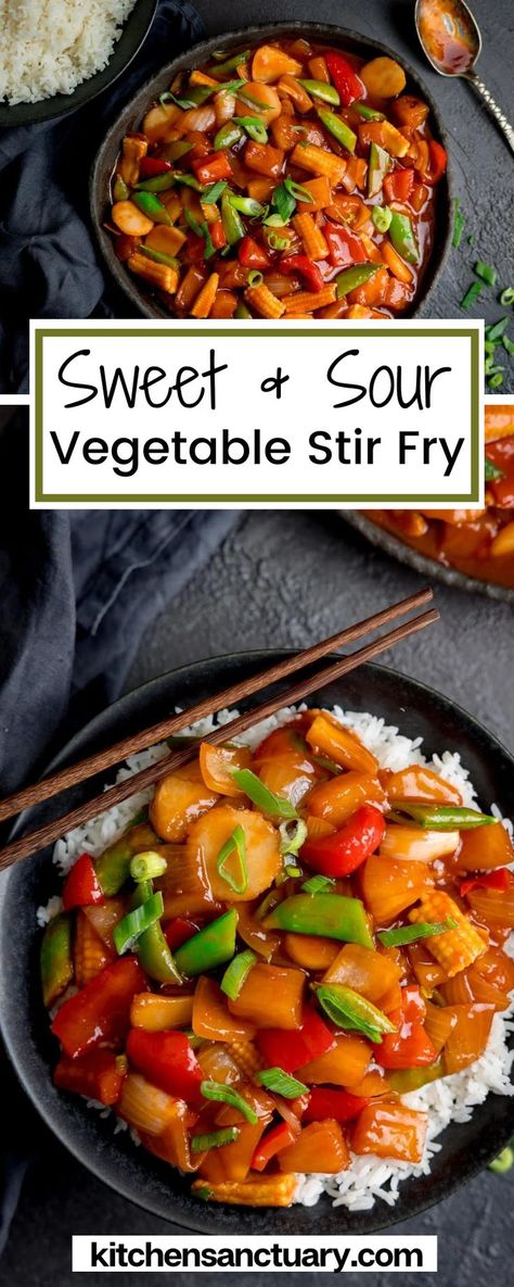 Chinese Vegetable Stir Fry, Sweet And Sour Vegetables, Easy Vegetable Stir Fry, Chicken Vegetable Stir Fry, Veggie Stir Fry Recipes, Sweet And Sour Recipes, Vegetable Stir Fry Recipe, Chestnut Recipes, Vegetarian Stir Fry