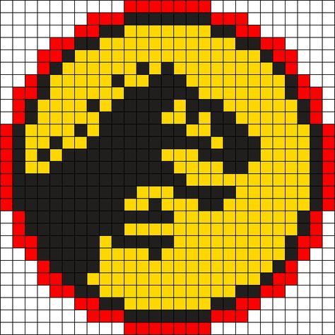 Jurassic Park Logo Perler Bead Pattern / Bead Sprite Ian Alexander, Kawaii Cross Stitch, Jurassic Park Logo, Miyuki Beads Pattern, Melty Bead Patterns, Pearl Beads Pattern, Perler Art, Perler Bead Templates, Pattern Maker