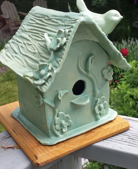 Ceramic Bird Houses, Brid House, Ceramic Birdhouse, Clay Bird, Black Capped Chickadee, Flower Bird, Gnome House, Pottery Handbuilding, Ceramic Birds