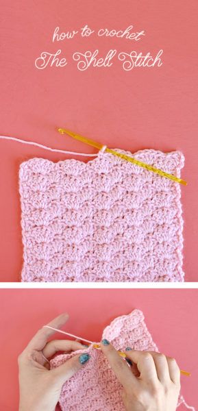 how to crochet the shell stitch - this is a great stitch with rich texture and a pretty scalloped shape. It's easy to do and perfect for scarves, blankets, and washcloths Bolero Haken, Crochet Shell Stitch, Shell Stitch, Crochet Stitches For Beginners, Haken Baby, Shell Pattern, Crochet Stitches Tutorial, Crochet Instructions, Crochet Stitches Patterns