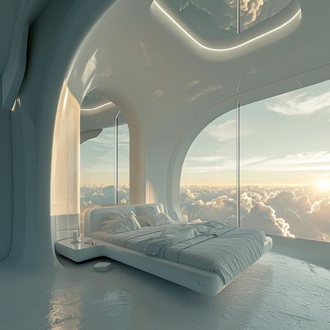 Minimalist Home Decor Ideas, House In The Clouds, Cloud Bedroom, Waiting Room Design, Santorini House, Fantasy Furniture, Best Home Design, Relaxing Art, Smart Home Design