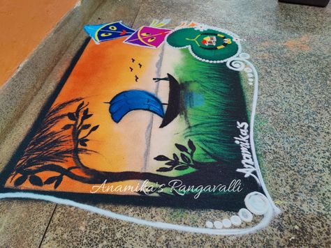 #Haldikumkum #sceneryRangoli #EasyHaldikumkumrangoli #Sankrantirangoli Nath Rangoli, Scenery Rangoli, 3d Rangoli, Poster Rangoli, Nature Film, Simple Rangoli Designs Images, Rangoli Border, Simple Rangoli Border Designs, Rangoli Borders