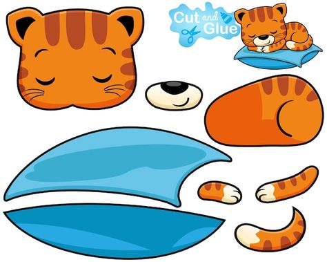 Vector illustration of cartoon cat sleep... | Premium Vector #Freepik #vector #cut-glue #kids-puzzle #worksheet #kids-worksheet Puzzle Worksheet, Social Media Icons Vector, Kids Worksheet, Cat Sleep, Animal Cutouts, Sleeping Animals, Cat Puzzle, Social Media Logos, Social Media Network