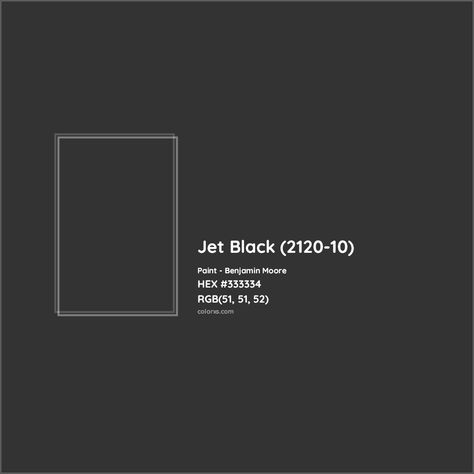 Benjamin Moore Jet Black (2120-10) Paint color codes, similar paints and colors Benjamin Moore Jet Black, Munsell Color System, Black Front Door, Analogous Color Scheme, Paint Color Codes, Rgb Color Codes, Hexadecimal Color, Darkest Black Color, Rgb Color Wheel