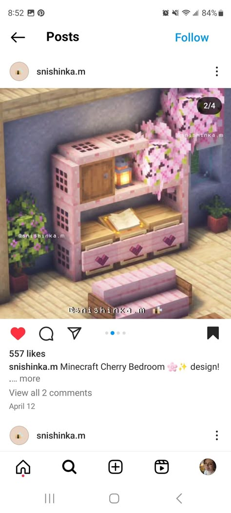 Pink Decor Minecraft, Pink Minecraft Decor, Minecraft Pink Living Room, Minecraft Pink Bedroom Ideas, Cherry Blossom Living Room Minecraft, Minecraft Sakura House Interior, Minecraft Pink Interior Design, Minecraft Cherry Blossom Furniture, Pink Minecraft Interior