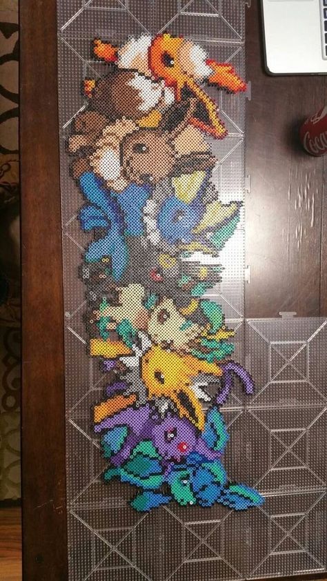 Evolution Pokemon, Hama Beads Pokemon, Pixel Pokemon, Perler Beads Ideas, Eevee Evolution, Pokemon Perler, Modele Pixel Art, Pokemon Bead, Hamma Beads Ideas