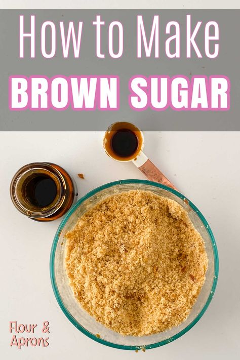 Easy DIY homemade brown sugar. Learn how to make brown sugar, a pantry staple. Making Brown Sugar, How To Make Brown Sugar, Diy Brown Sugar, Brown Sugar Recipe, Vegetable Oil Substitute, Brown Sugar Substitute, Soften Brown Sugar, Homemade Brown Sugar, Sour Cream Substitute