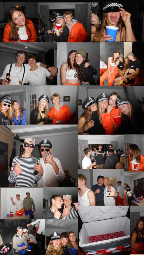 Cops And Robbers Theme Outfits, Cops And Robbers Theme Party, Jail Theme Party, Risky Business Theme, Jail Break Party Theme, Cop Themed Party, Cops And Robbers Costume Group, Prison Party Theme, Jail Themed Party Ideas