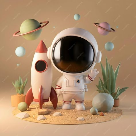 Premium Photo | 3D rendering C4D cartoon style white and beige colors A tiny astronaut stands next to the rocket Tiny Astronaut, Cartoon Photo, Logo Psd, White And Beige, Image Icon, Card Banner, Poster Invitation, Cartoon Style, 3d Rendering