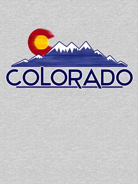 "Colorado flag wood mountains design" T-shirt by artisticattitud | Redbubble Colorado Logo Design, Colorado Flag Art, Colorado Gifts, Colorado Artwork, Colorado Logo, Type Logos, Wood Mountains, Flag Emoji, Hedgehog Colors