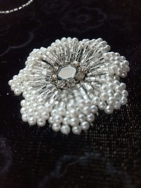 Pearl Beads Embroidery, Pearl Flower Embroidery, Brooches For Blouse, Pearls Embroidery Designs, Pearl Work Embroidery Blouses, Pearl Embroidery Designs, Beadwork Embroidery Patterns, Pearl Work Embroidery, Basic Hand Embroidery Stitches