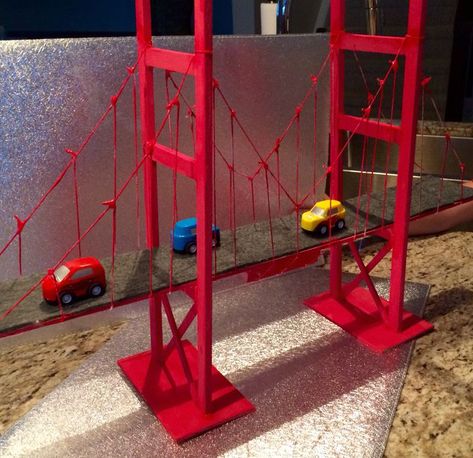 Building A Bridge Project For Kids, Bridge Projects For Kids, Bridge School Project, Golden Gate Bridge Project, Golden Gate Bridge Art, Bridge Project, Bridge Model, Steam Projects, Bridge Art