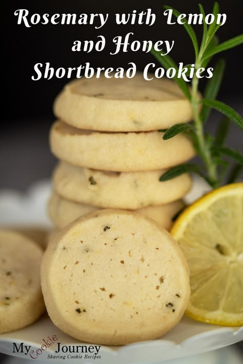 Rosemary Honey Shortbread, Rosemary Lemon Shortbread Cookies, Honey Lemon Cookies, Shortbread Cookie Ideas, Honey Shortbread Cookies, Snack Recipes For Work, Honey Shortbread, Rosemary Shortbread Cookies, Pudding Ideas