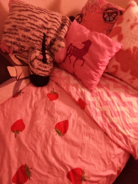 Kawaiicore, cutecore, strawberry bed sheet set Cutecore Bed, Cutecore Strawberry, Strawberry Bed, Strawberry Beds, Kawaii Strawberry, Bed Sheet Set, Kawaii Room, Bed Sheet Sets, Bed Sheet