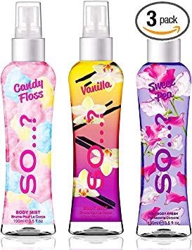 I love these body sprays - absolutely great for keeping in my bag and topping up throughout the day! Saving to buy more later. #so #candyfloss #vanilla #sweetpea #bodymist #body #mist #threepack #scent #spray #amazon #amazonprime Vanilla Body Mist, 100ml Bottle, Candy Floss, Fragrance Spray, Fragrance Collection, Pet Bottle, Fragrance Mist, Body Mist, Fragrance Notes