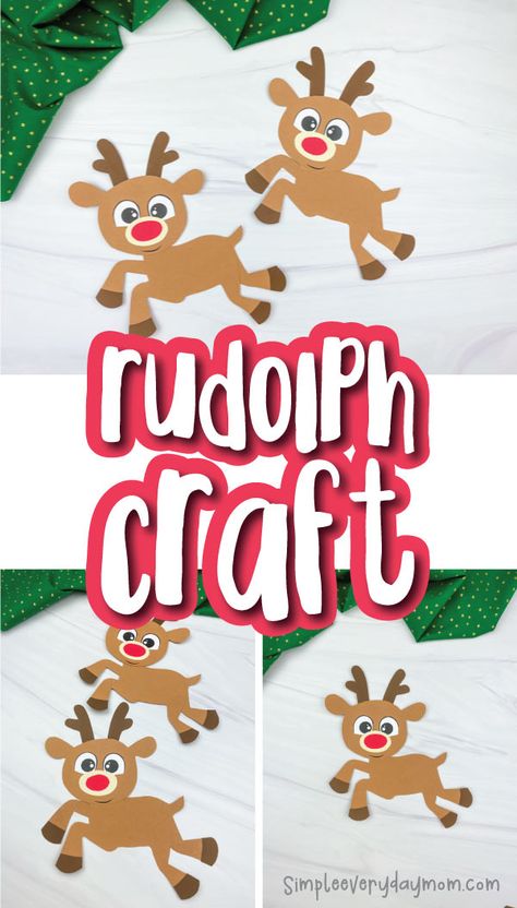 This Rudolph the Red Nosed Reindeer craft is a fun and easy Christmas activity that's great for young children. Download the free printable template and make with kids at home or at school! Reindeer Template Free Printable, Reindeer Craft For Kids, Sped Activities, Christmas Crafts Kids Ornaments, Rudolph Crafts, Reindeer Printable, Reindeer Diy, Chrismas Crafts, Crafts Wreaths