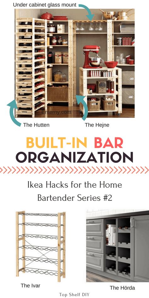 Organization for your Ikea Built-In Bar Ikea Built In Hack, Built In Hack, Mdf Trim, Kids Craft Tables, Ikea Bar, Ikea Built In, Ikea Organization, Ikea Products, Shelf Diy