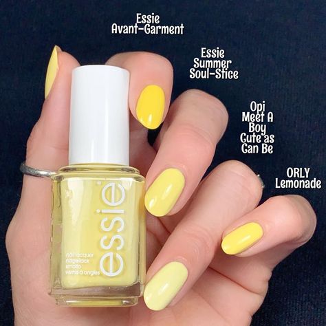 Highly requested #yellowpolish comparison!!! My absolute fave is @Essie ‘Summer Soul-Stice’ from Sweden (sorry it is not available in the… Opi Yellow Nail Polish, Pedi Colors, Essie Nail Polish Colors, Neon Yellow Nails, Yellow Nail, Nail Board, Green Nail Polish, Nail Colours, Nail Products