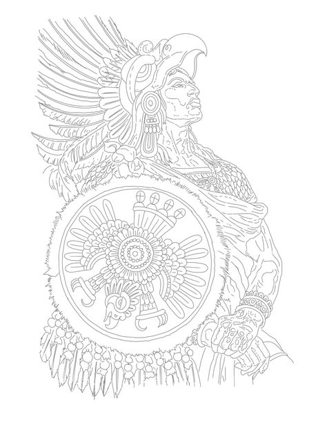 Aztec Calendar Tattoo Stencil, Aztec Tattoo Stencils, Aztec Warrior Drawing, Aztec Drawing Sketches, Aztec Warrior Art, Simple Unique Tattoos, Aztec Warrior Tattoo, Aztec Tattoos Sleeve, Pyramid Tattoo